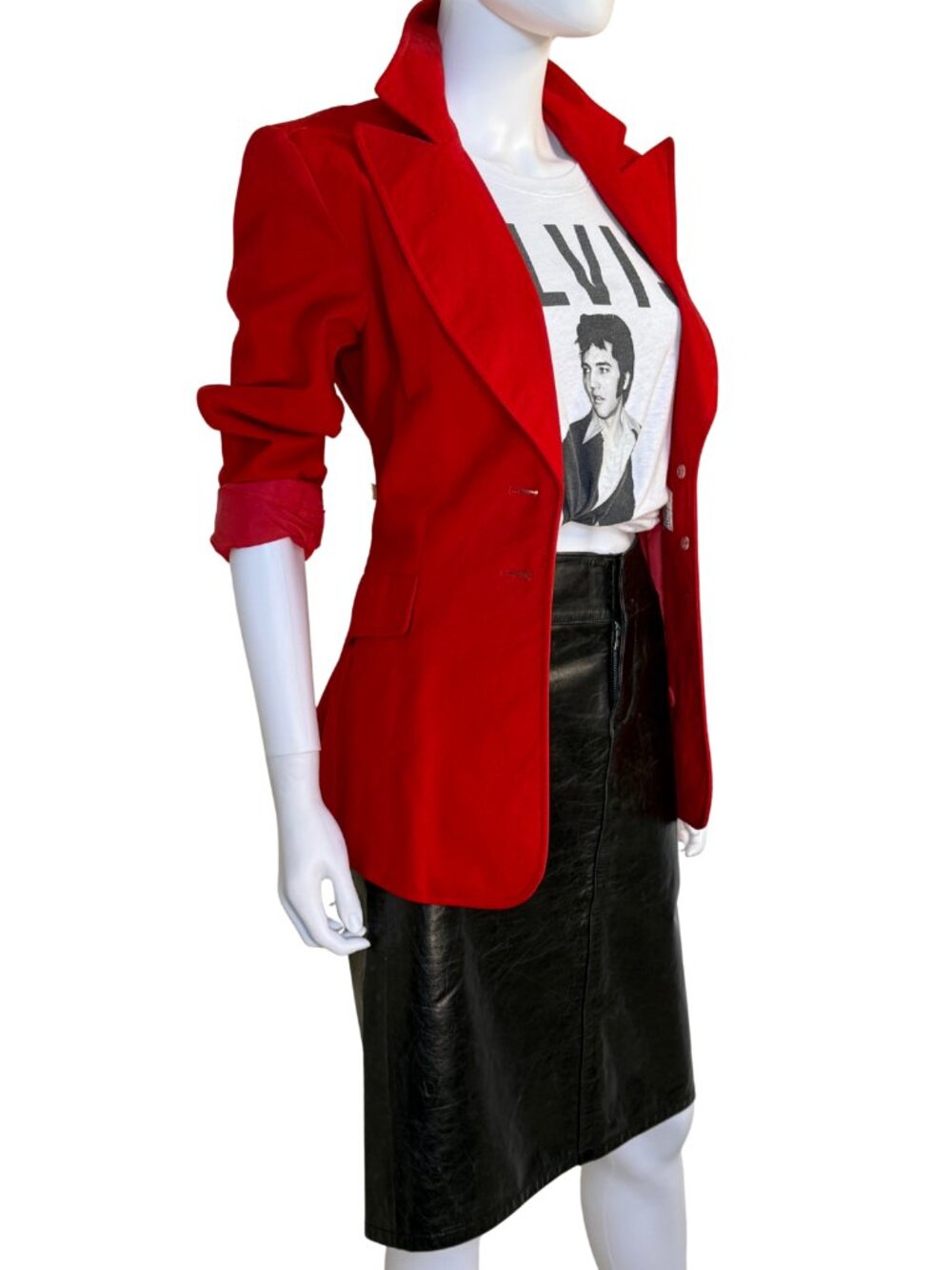Vintage 90s Red Cotton Blazer Size 14 Tailored